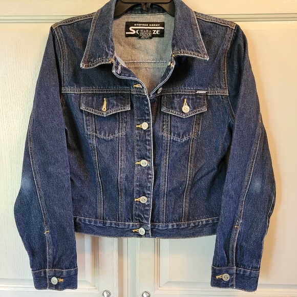 Vintage Stephen Hardy Squeeze Dark Wash Denim Jean Jacket - Picture 1 of 6